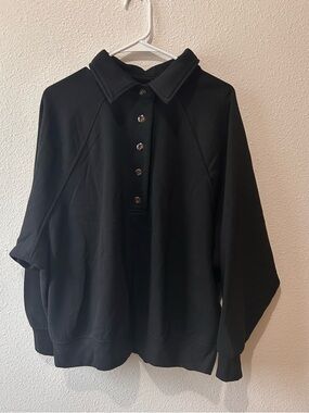 H&M Black Button-Front Collar Sweatshirt